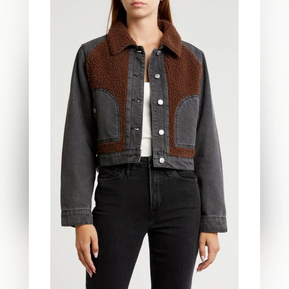 High-Pile Fleece Trim Trucker Jacket - Picture 1 of 10
